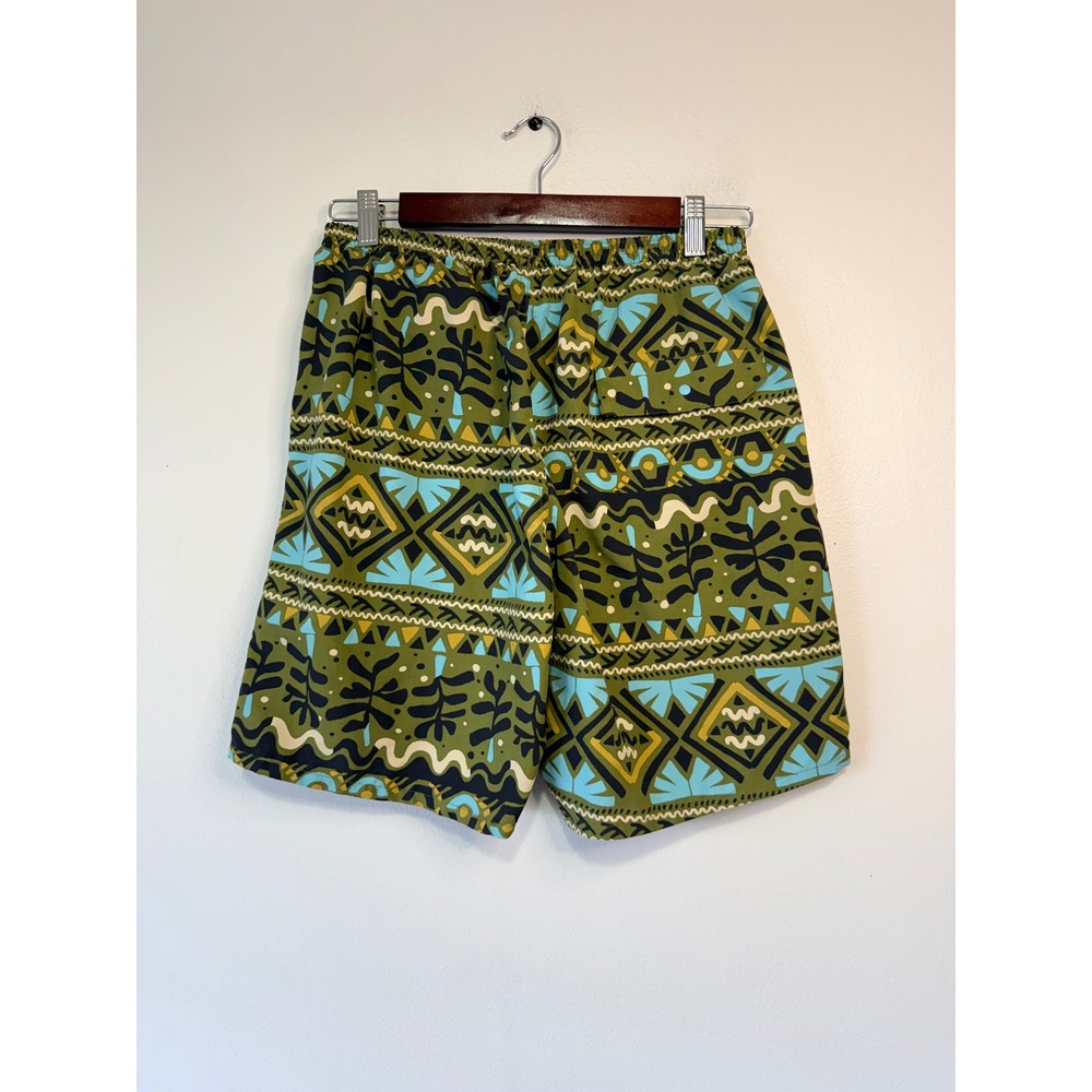 Patagonia Baggies Shorts Mens Small Green Geometric Tribal Print 5 Inch Inseam - Picture 2 of 6